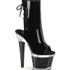 Verni 18 cm SPECTATOR-1018 bottines plate-forme et bout ouvert noir