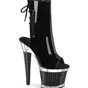 Verni 18 cm SPECTATOR-1018 bottines plate-forme et bout ouvert noir