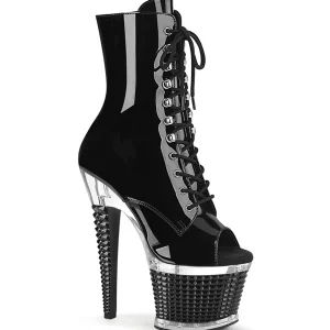 Verni 18 cm SPECTATOR-1021 bottines plate-forme et bout ouvert noir