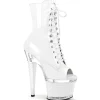 Verni 18 cm SPECTATOR-1021 bottines plate-forme et bout ouvert blanc
