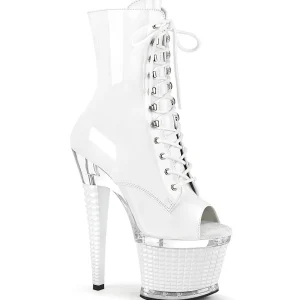 Verni 18 cm SPECTATOR-1021 bottines plate-forme et bout ouvert blanc