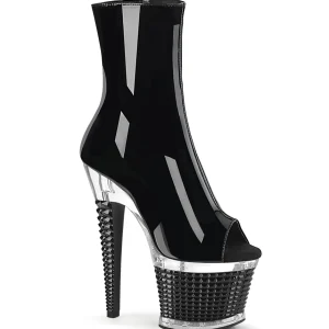 Verni 18 cm SPECTATOR-1012 bottines plate-forme et bout ouvert noir