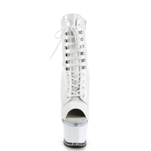 Verni 18 cm SPECTATOR-1021 bottines plate-forme et bout ouvert blanc