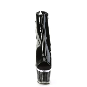 Verni 18 cm SPECTATOR-1018 bottines plate-forme et bout ouvert noir