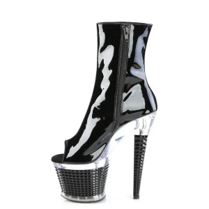 Verni 18 cm SPECTATOR-1021 bottines plate-forme et bout ouvert noir