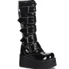 Verni 8,5 cm TTRASH518 cyberpunk plateforme bottes hautes homme noir