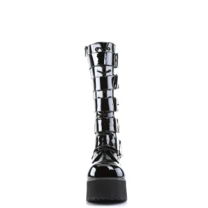 Verni 8,5 cm TTRASH518 cyberpunk plateforme bottes hautes homme noir