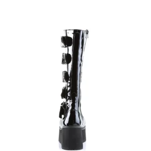 Verni 8,5 cm TTRASH518 cyberpunk plateforme bottes hautes homme noir