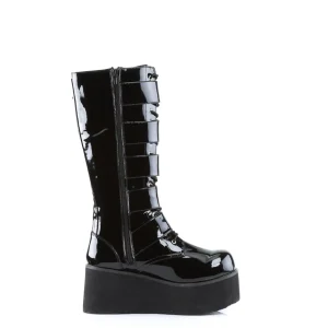Verni 8,5 cm TTRASH518 cyberpunk plateforme bottes hautes homme noir