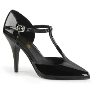Verni 10 cm VANITY-415 escarpins à talon aiguille t-strap noires