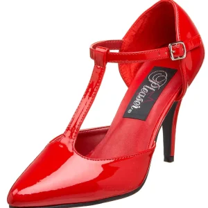 Verni 10 cm VANITY-415 escarpins à talon aiguille t-strap rouges