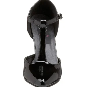 Verni 10 cm VANITY-415 escarpins à talon aiguille t-strap noires