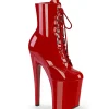 Verni 20 cm XTREME-1020 bottines talons hauts à lacets rouge