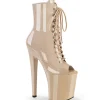 Verni 20 cm XTREME-1021 fétiche bottines à talons aiguilles beige