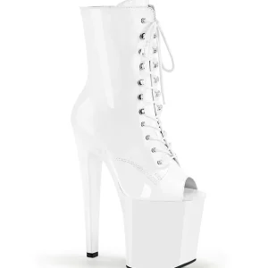 Verni 20 cm XTREME-1021 fétiche bottines à talons aiguilles blanc