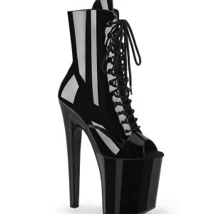 Verni 20 cm XTREME-1021 fétiche bottines à talons aiguilles noirs