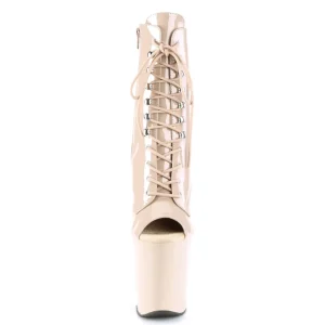 Verni 20 cm XTREME-1021 fétiche bottines à talons aiguilles beige