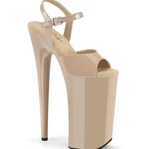 Verni beige 25,5 cm BEYOND-009 talons très hauts - chaussures plateforme extrême