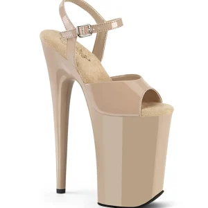 Verni beige 23 cm INFINITY-909 talons très hauts - chaussures plateforme extrême