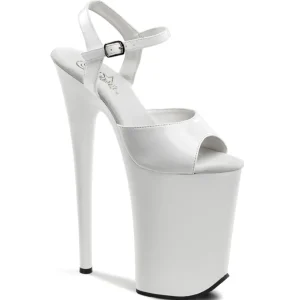 Verni blanc 23 cm INFINITY-909 talons très hauts - chaussures plateforme extrême