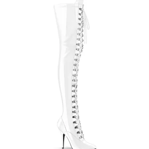 Verni blanc 13 cm SEDUCE-3024 bottes cuissardes pour homme
