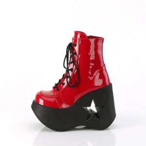 Verni emo 13 cm DYNAMITE-106 bottine plateforme compensée rouge