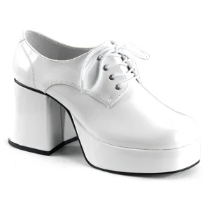 Verni JAZZ-02 disco chaussures de proxénète hommes 70 à plateforme blanc