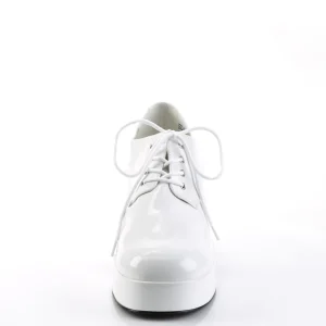 Verni JAZZ-02 disco chaussures de proxénète hommes 70 à plateforme blanc