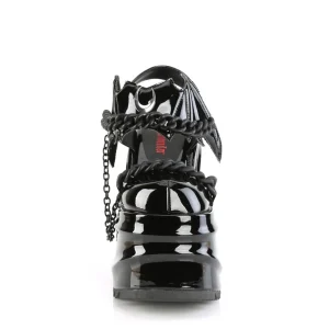 Verni Noir 15 cm DemoniaCult WAVE-20 lolita sandale talon compensé plateforme