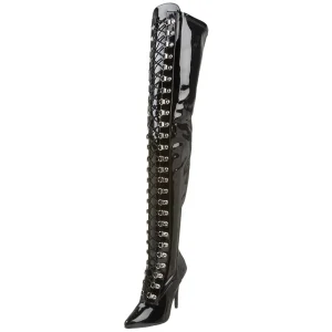 Verni noirs 13 cm SEDUCE-3024 bottes cuissardes pour homme