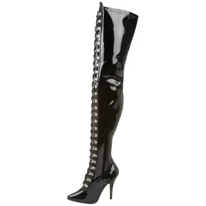 Verni noirs 13 cm SEDUCE-3024 bottes cuissardes pour homme