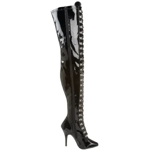 Verni noirs 13 cm SEDUCE-3024 bottes cuissardes pour homme