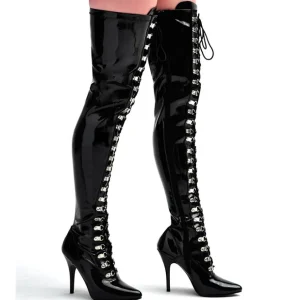 Verni noirs 13 cm SEDUCE-3024 bottes cuissardes pour homme