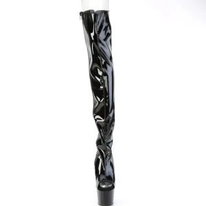 Vernis 18 cm ADORE-3017 talons hauts bottes cuissardes bout ouvert avec lacets