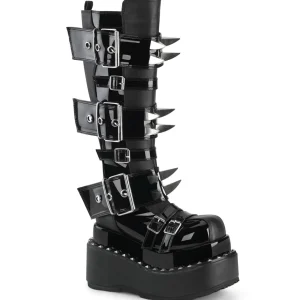 Vernis 11,5 cm BEAR-215 emo bottes femmes à pyramidal plateforme en noir