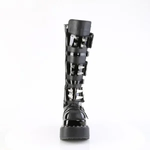 Vernis 11,5 cm BEAR-215 emo bottes femmes à pyramidal plateforme en noir