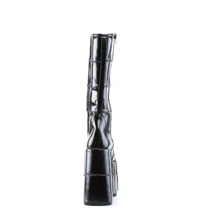Vernis 18 cm cyberpunk bottes au genou homme plateforme extrême noir