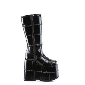 Vernis 18 cm cyberpunk bottes au genou homme plateforme extrême noir