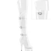Vernis 15 cm DELIGHT-3018 bottes cuissardes femme talons hauts avec boucles blanc