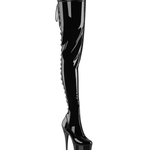 Vernis 15 cm DELIGHT-4063 bottes cuissardes femme talons hauts avec lacets