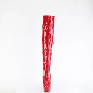 Vernis 15 cm DELIGHT-3018 bottes cuissardes femme talons hauts avec boucles rouges