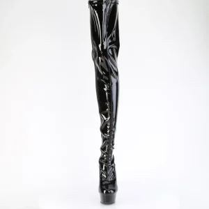 Vernis 15 cm DELIGHT-4063 bottes cuissardes femme talons hauts avec lacets