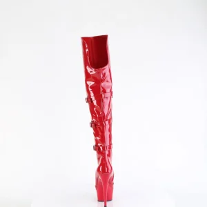 Vernis 15 cm DELIGHT-3018 bottes cuissardes femme talons hauts avec boucles rouges
