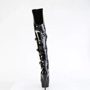 Vernis 15 cm DELIGHT-3018 bottes cuissardes femme talons hauts avec boucles noires
