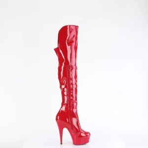 Vernis 15 cm DELIGHT-3018 bottes cuissardes femme talons hauts avec boucles rouges