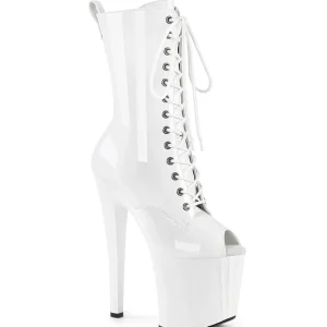 Vernis 19 cm ENCHANT-1041 bottines à talons bout ouvert blanc