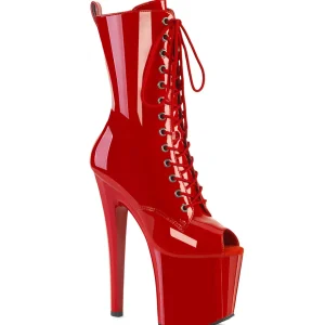 Vernis 19 cm ENCHANT-1041 bottines à talons bout ouvert rouges