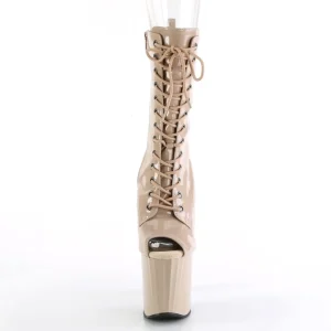 Vernis 19 cm ENCHANT-1041 bottines à talons bout ouvert beige