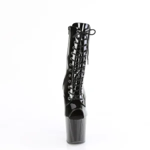 Vernis 19 cm ENCHANT-1041 bottines à talons bout ouvert noires