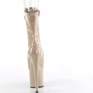 Vernis 19 cm ENCHANT-1041 bottines à talons bout ouvert beige